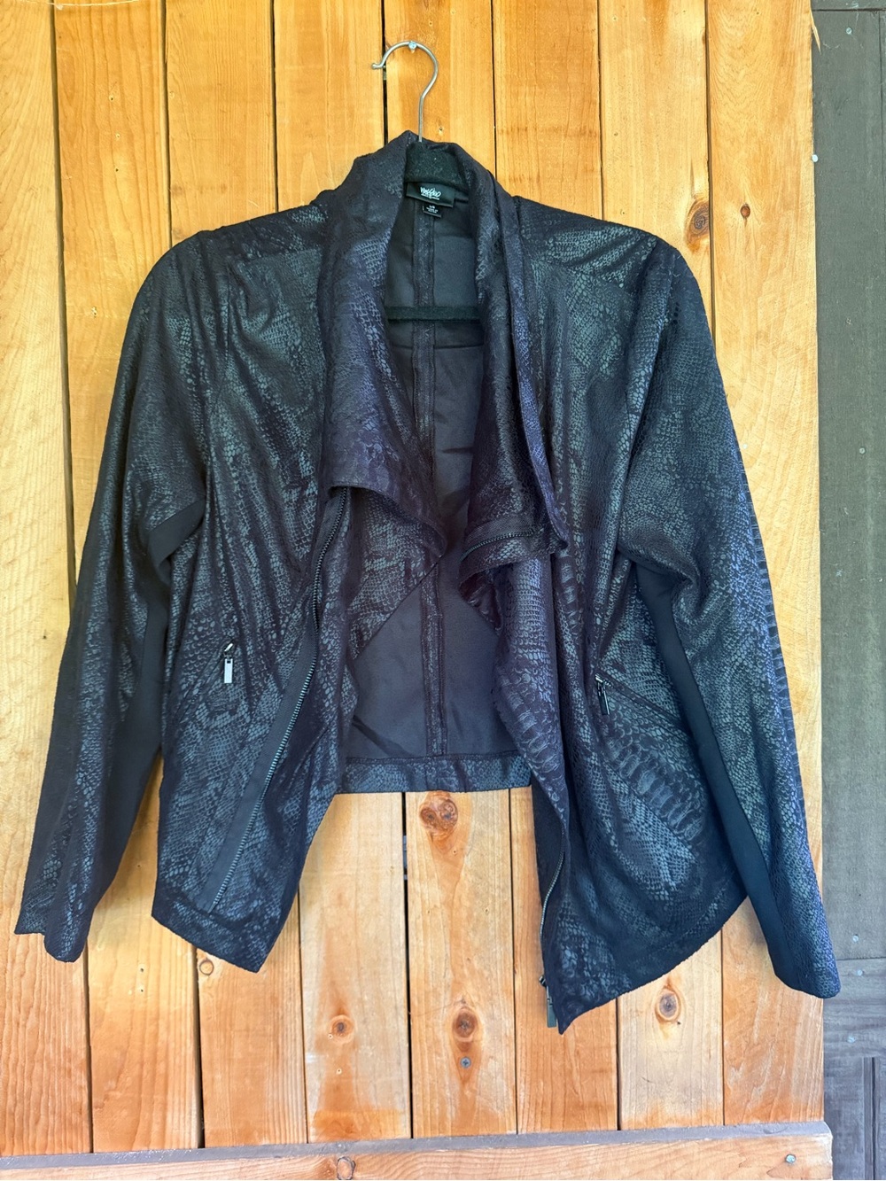 Mossimo Snakeskin Print Draped Open-Front Jacket
